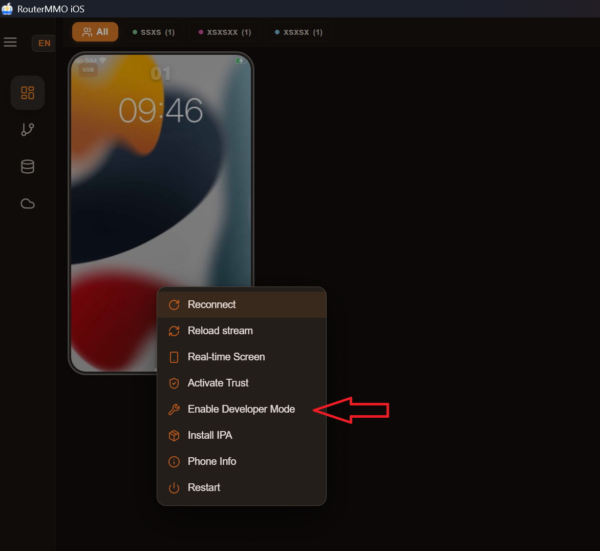 Enable Developer Mode context menu